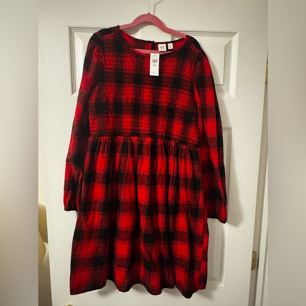 GAP NWT Buffalo Plaid Red and Black Kids Dress